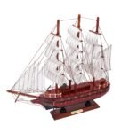 Wooden 12 inches Red with Rails Sailing Ship Showpiece