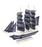 Wooden 12 inches White & Blue with Blue Mast Sailing Ship Showpiece