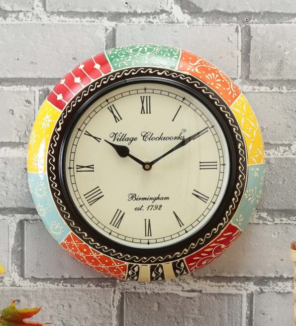 Multicolour Mango Wood Fell Traditional Wall Clock