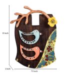 Brown Wooden With Beautiful Madhubani Art- Four Hooks Key Holder