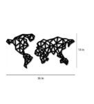 World Map Color Design In Black Wooden Wall Hangings