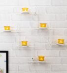 Yellow Metal Smokey Wall Tea Light Holders (Pack Of 2)