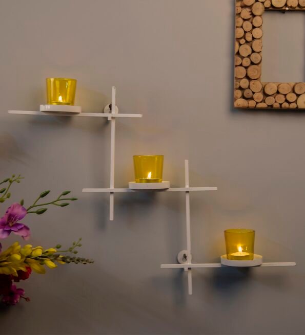 White Metal Tinsley Wall Candle Holder