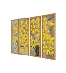 Yellow Tree Multicolour Canvas Framed Landscape Art Panel Set of 4